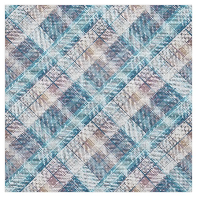 Tecido Retrô clássico da Xadrez cinza azul-tartã escocesa (Modelo)