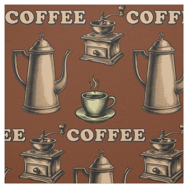 Tecido Retro Coffee Cafe Pattern (Modelo)