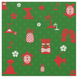 Tecido retro de natal tropical verde