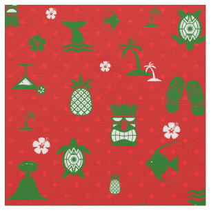 Tecido retro de natal tropical vermelho