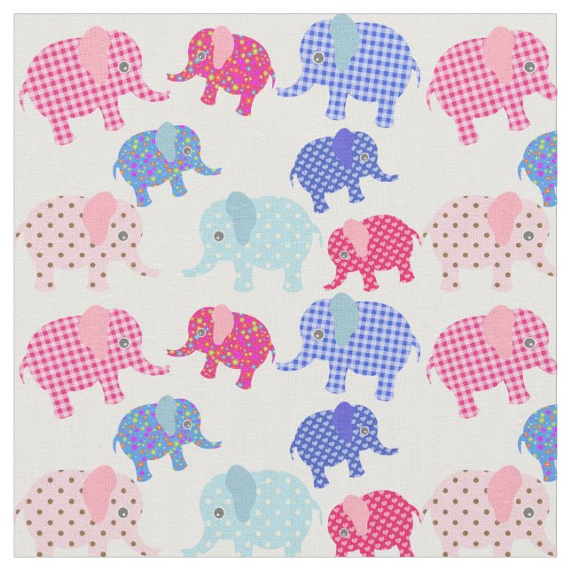 Tecido retro do impressão do elefante dos retalhos (Detalhe)