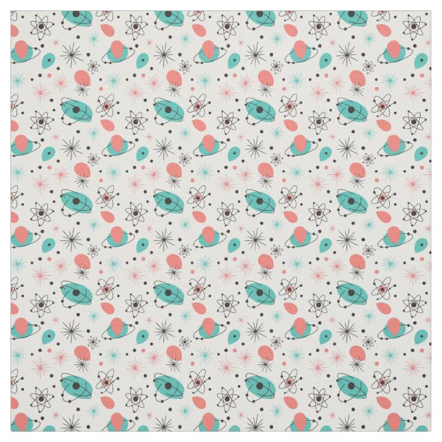 Tecido Retro Estrela Explosiva Atômica & Átomos Orbitais  (Modelo)
