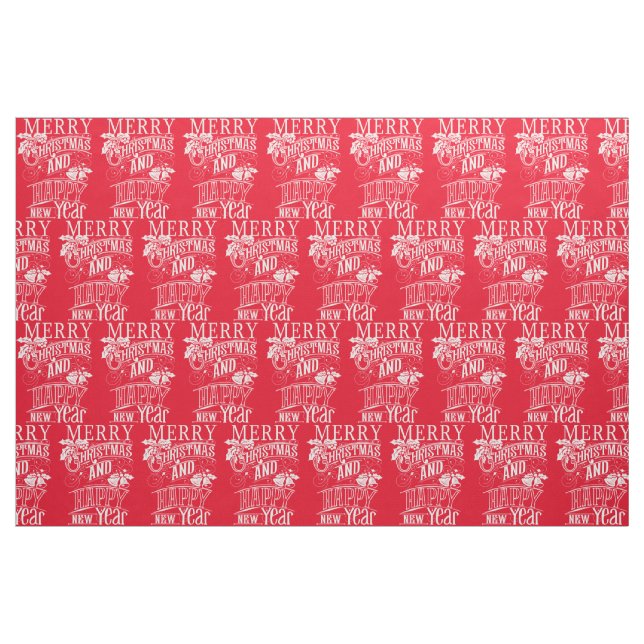 Tecido Retro Feliz Natal e Feliz ano novo (Fat Quarter)
