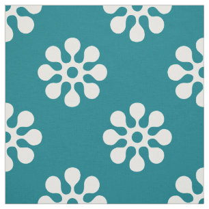 Tecido Retro Flores sem soldadura branca