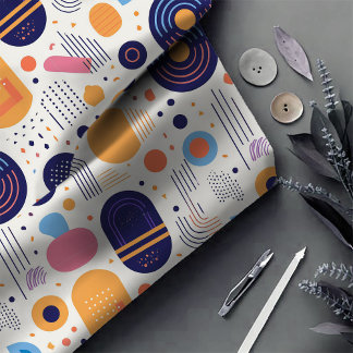 Tecido Retro Geométrico Abstrato Pat#7 Indigo ID1067