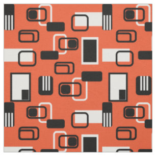 Tecido Retro Geométrico Laranja Meio século Moderno