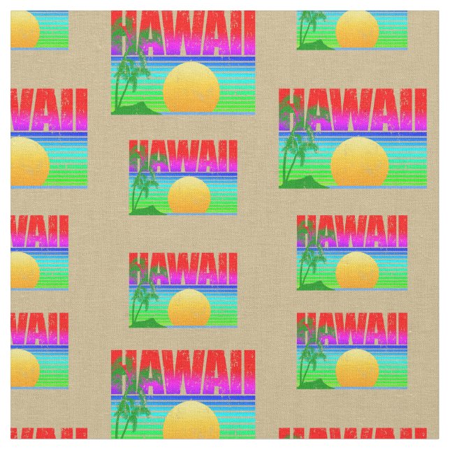 Tecido Retro Hawaii Sunset Beach (Detalhe)
