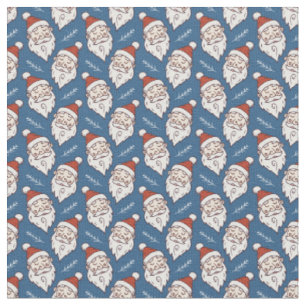 Tecido Retro Papai Noel Vermelho Branco e Azul Natal