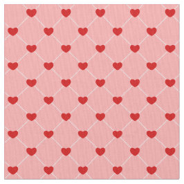 Tecido retro valentines dots hearts pink red