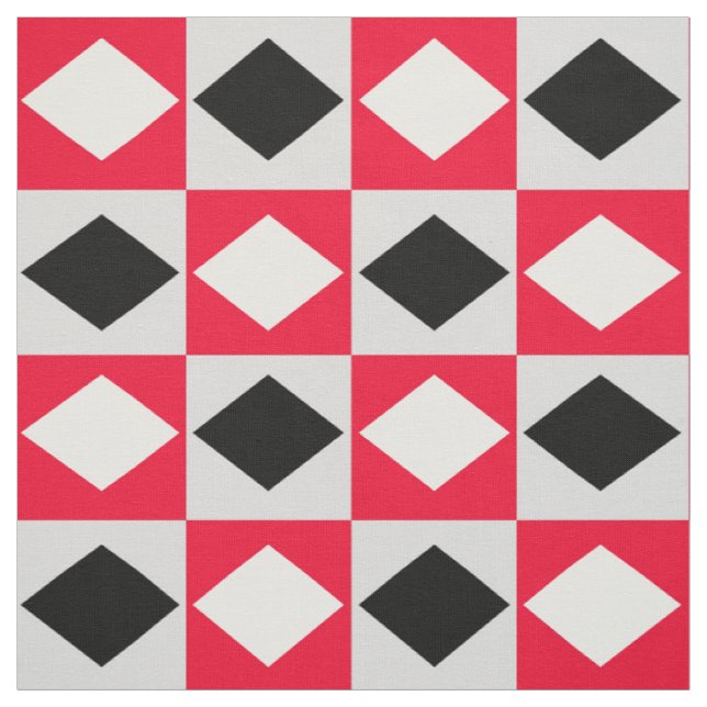 Tecido Rhombus Diamond Geométrico Branco Vermelho Negro (Modelo)