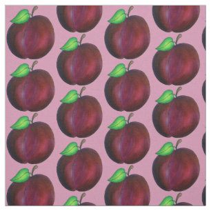 Tecido Ripe Juicy Summer Purple Plum Fruta