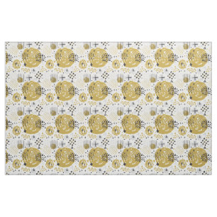 Tecido Riscado Abstrato Dourado Preto Nº02