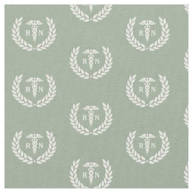 Tecido RN Nursing School Graduation Pattern Sage Green (Detalhe)