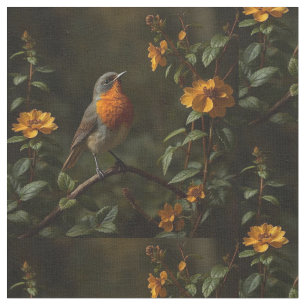 Tecido Robin Bird Americano num jardim