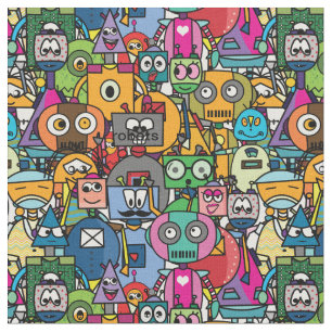 Tecido Robôs coloridos - padrão para todos os fãs de r