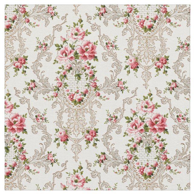 Tecido Rococo Floral Branco Elegante (Detalhe)