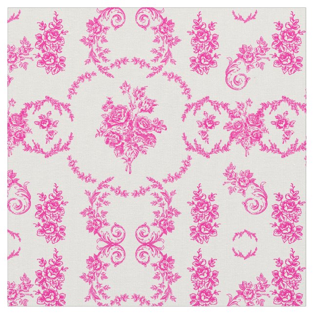 Tecido rococo - ornamentado branco-rosa, botânico, (Detalhe)