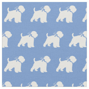 Tecido Roda Cão Terrier Silhoule Pet Light Blue