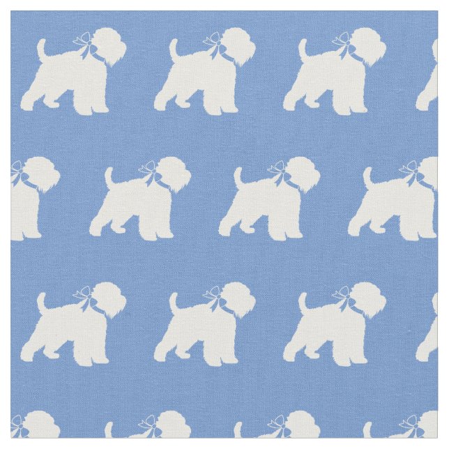 Tecido Roda Cão Terrier Silhoule Pet Light Blue (Detalhe)