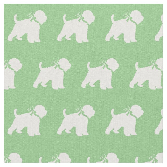 Tecido Roda Terrier Dog Silhout Pet Sage Green (Detalhe)