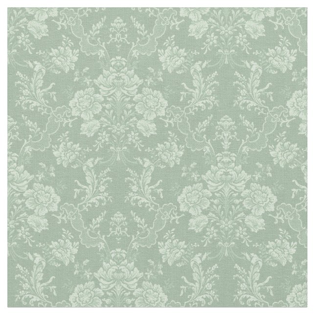 Tecido Romântica Chic Floral Damask-Sage Verde (Detalhe)