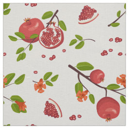 Tecido Romãs em algodão branco, linho ou poliéster