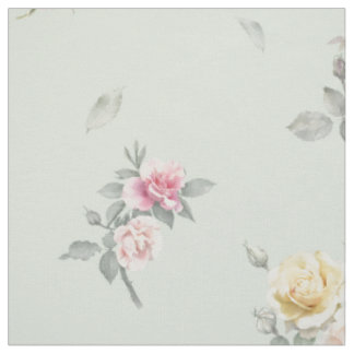 Tecido Rosa Água-marinha Suave Floral Aquarela
