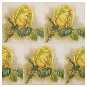 Tecido Rosa Amarelo Antiquado Vintage Impressão de Arte F