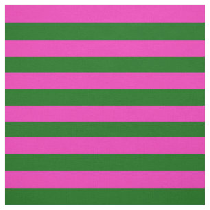 Tecido Rosa brilhante, stipe verde da ilha, listras