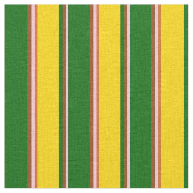 Tecido Rosa, Castanho, Verde Escuro, Amarelo e Chocolate (Detalhe)