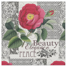 Tecido Rosa Damasco Bonito Antígua Floral