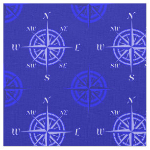 Tecido Rosa de compasso de azul de oceano