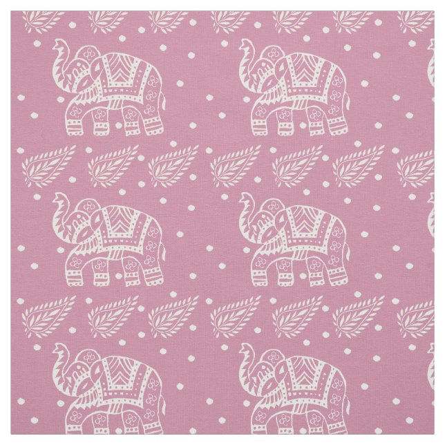 Tecido Rosa do rosa do Bloco-impressão do indiano Paisley (Modelo)