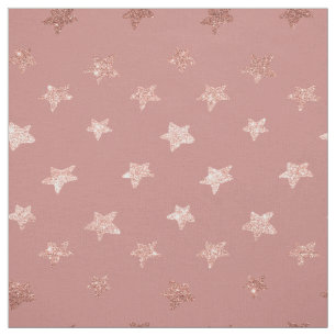 Tecido Rosa Dourado Rosa Brilhante Estrelas Impressão DIY