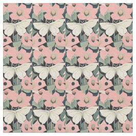 Tecido Rosa e Creme - Luna Moth e Moonflower