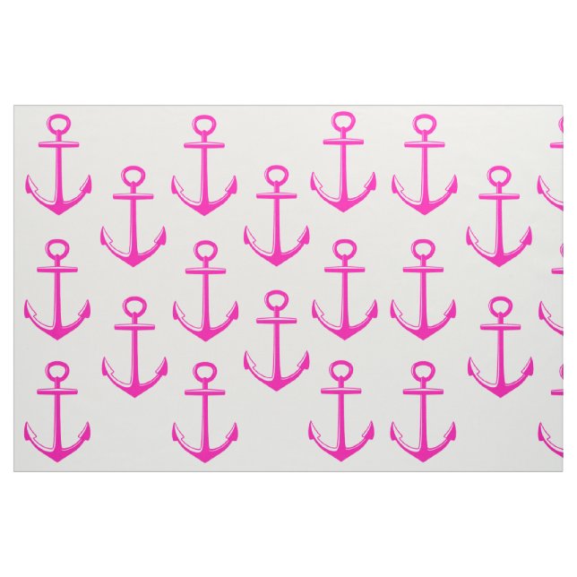 Tecido Rosa e material náutico azul - âncoras cor-de-rosa (Fat Quarter)