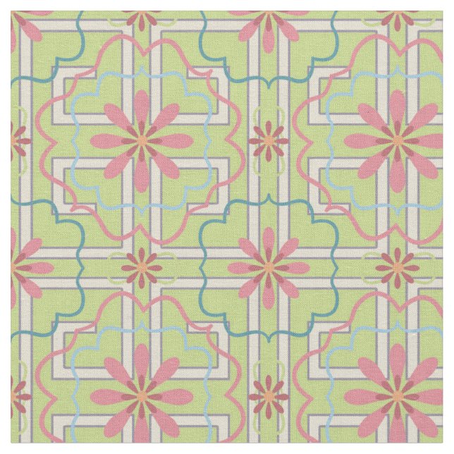 Tecido Rosa e Mint Verde | Floral Fantasy (Detalhe)
