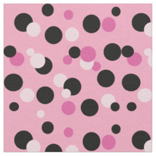 Tecido Rosa e Preto de Bolinhas