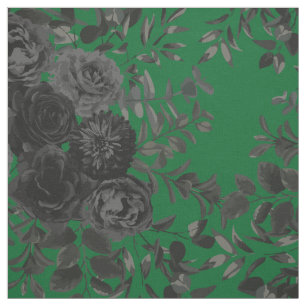 Tecido Rosa Gótico Preto e Verde Escuro