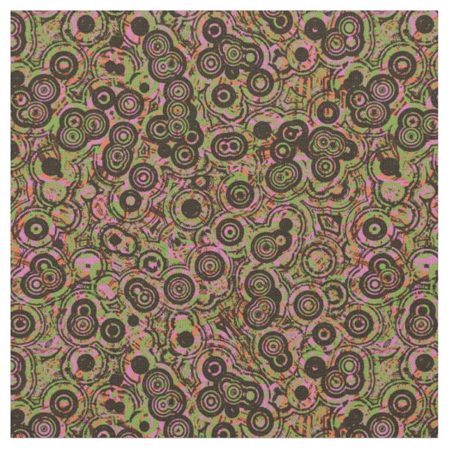 Tecido rosa laranja verde preto geométrico (Detalhe)