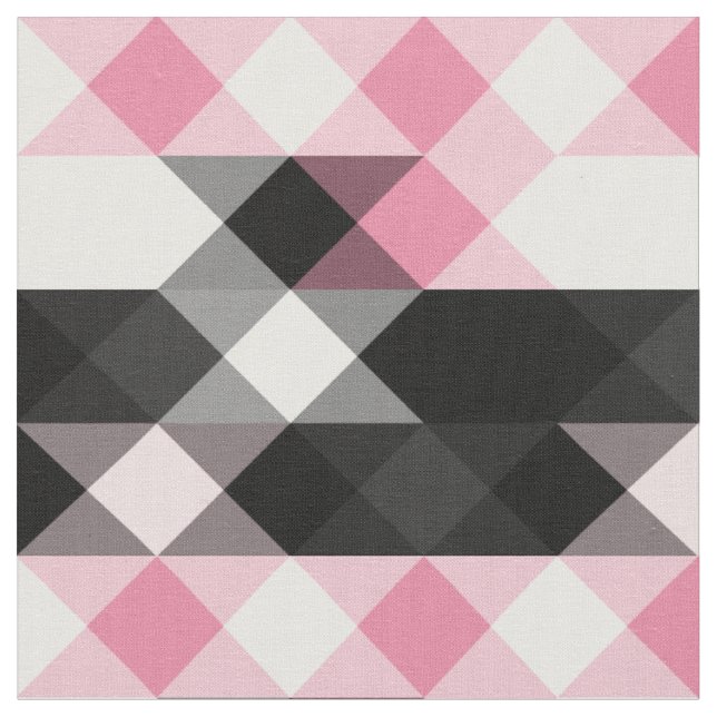Tecido rosa preto cinza branco geométrico (Detalhe)