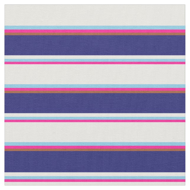 Tecido Rosa Profundo, Azul Céu, Branco, Azul Meia-Noite e (Detalhe)
