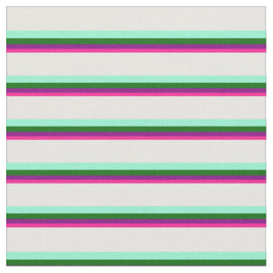 Tecido Rosa Profundo, Roxo, Verde, Aquamarino e Creme de 
