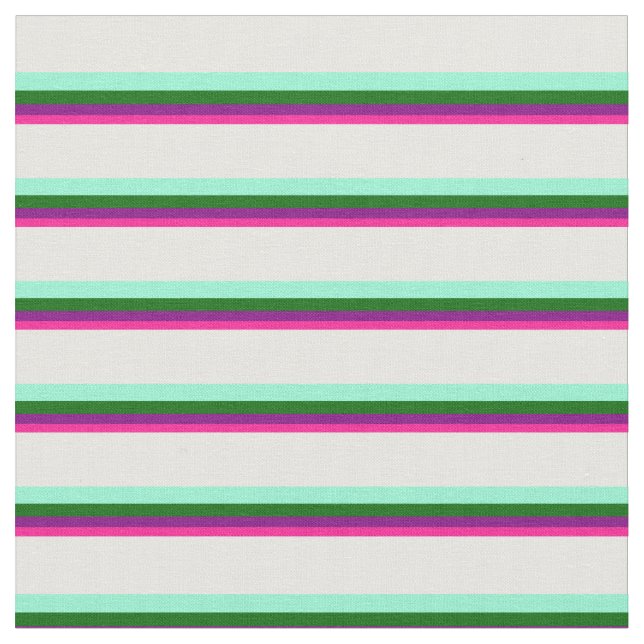 Tecido Rosa Profundo, Roxo, Verde, Aquamarino e Creme de  (Detalhe)