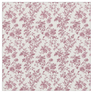 Tecido Rosa Toile com pedras e flores selvagens