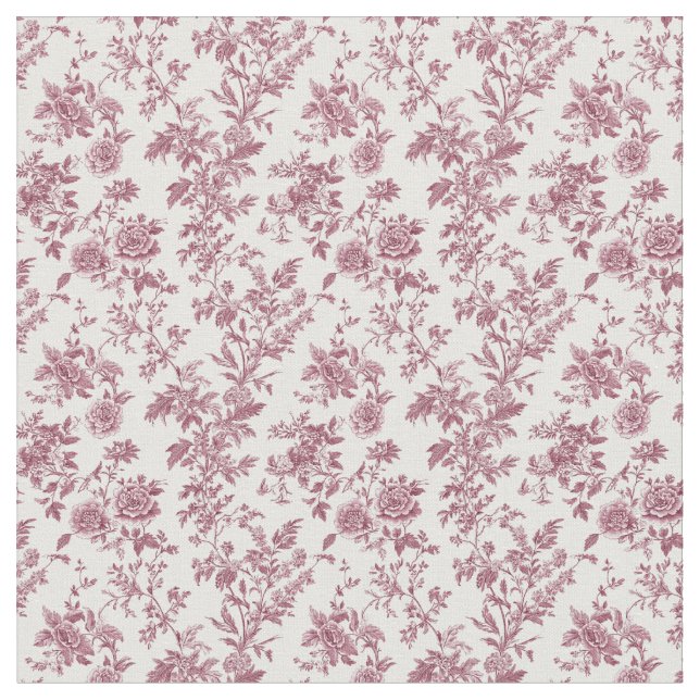 Tecido Rosa Toile com pedras e flores selvagens (Detalhe)