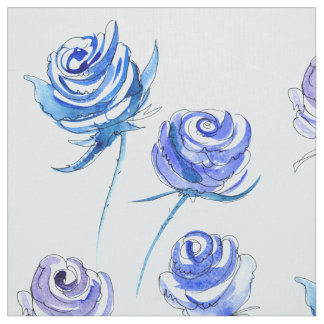 Tecido Rosas azuis brilhantes