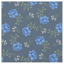 Tecido Rosas azuis no Calico Azul Dusky