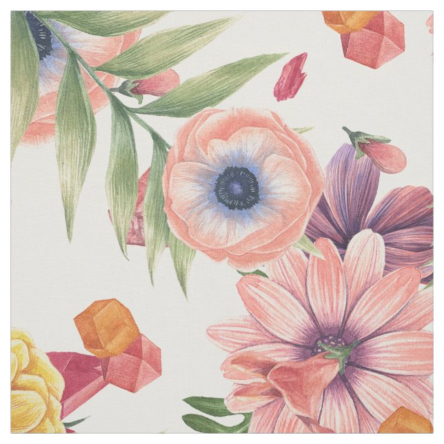 Tecido Rosas claro E Flores Amarelas (Modelo)