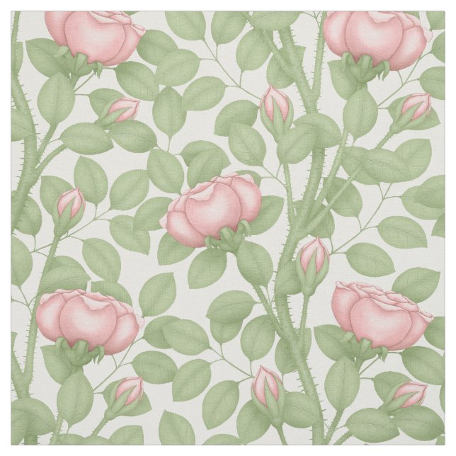 Tecido Rosas cor-de-rosa em branco (pequena escala) (Modelo)
